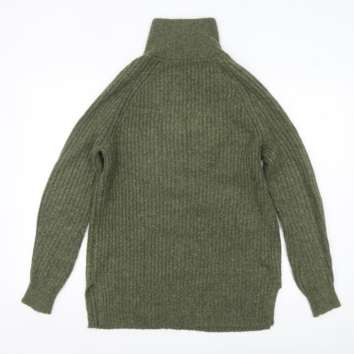Marks and Spencer Women’s Green High Neck Chunky Knit Half Zip Jumper Size S