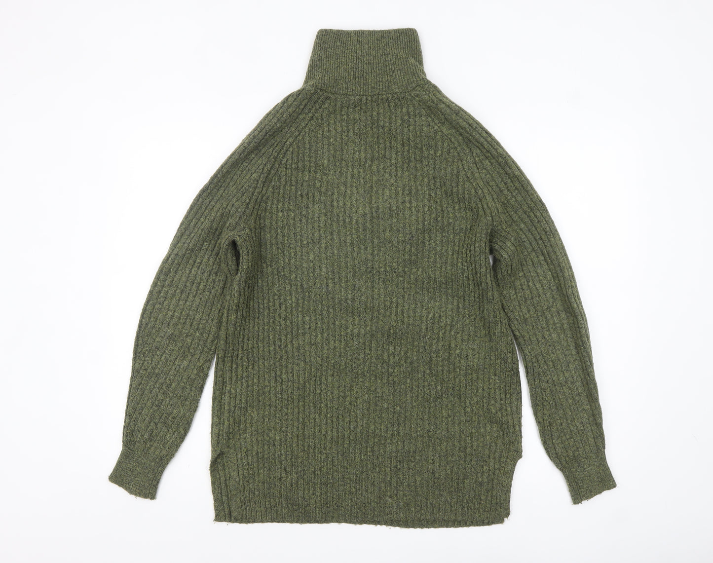 Marks and Spencer Women’s Green High Neck Chunky Knit Half Zip Jumper Size S