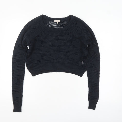River Island Women's Black Open-Knit Pullover Jumper Size 6