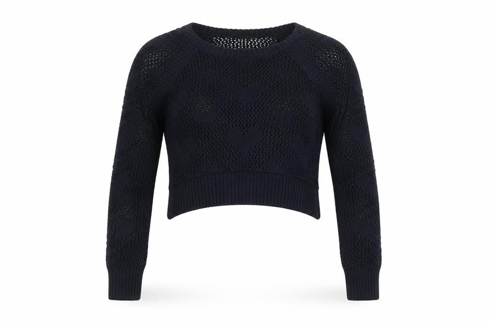 Front view of River Island Women's Black Open-Knit jumper, size 6