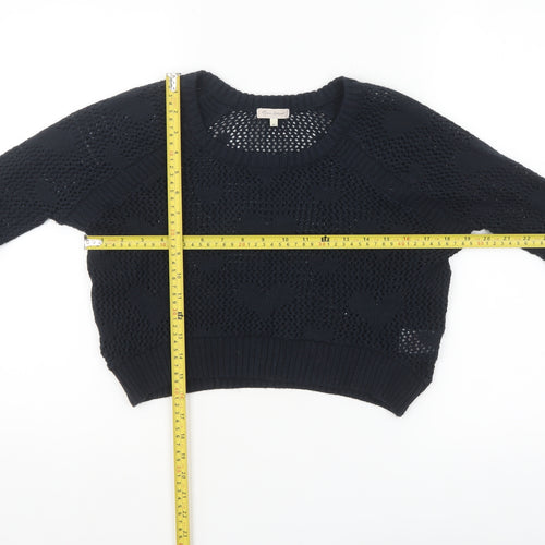 River Island Women's Black Open-Knit Pullover Jumper Size 6