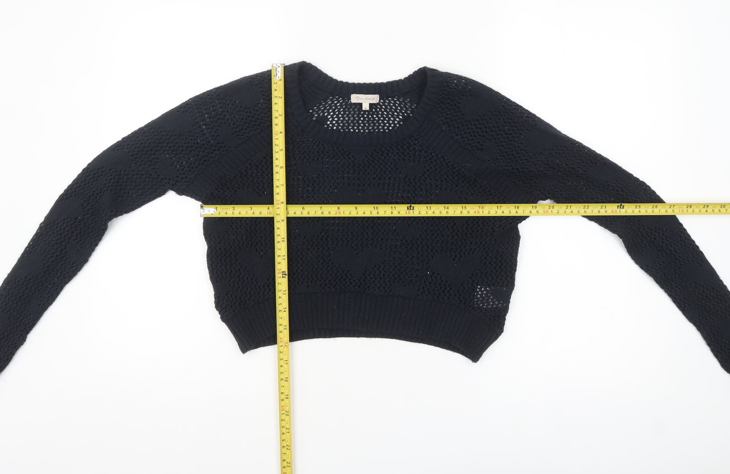River Island Women's Black Open-Knit Pullover Jumper Size 6