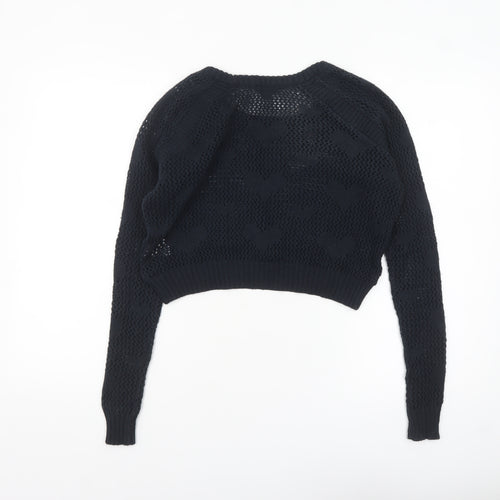River Island Women's Black Open-Knit Pullover Jumper Size 6