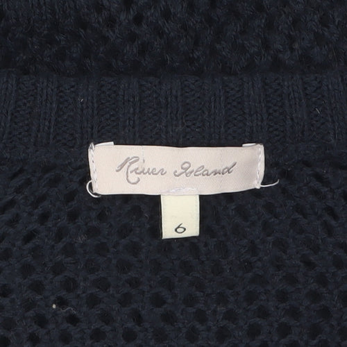River Island Women's Black Open-Knit Pullover Jumper Size 6