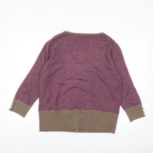 Kuss Collection Women's Purple Cardigan XL Ruffle Button Knit