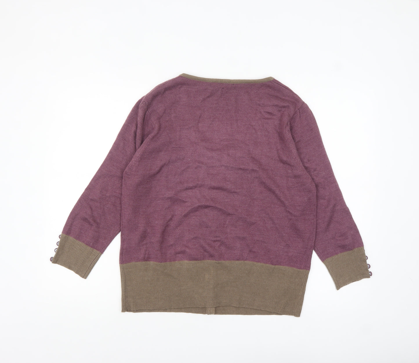 Kuss Collection Women's Purple Cardigan XL Ruffle Button Knit