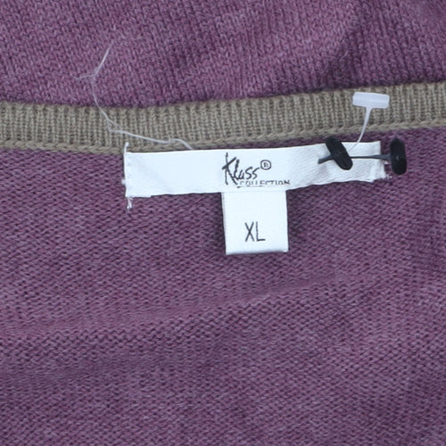 Kuss Collection Women's Purple Cardigan XL Ruffle Button Knit