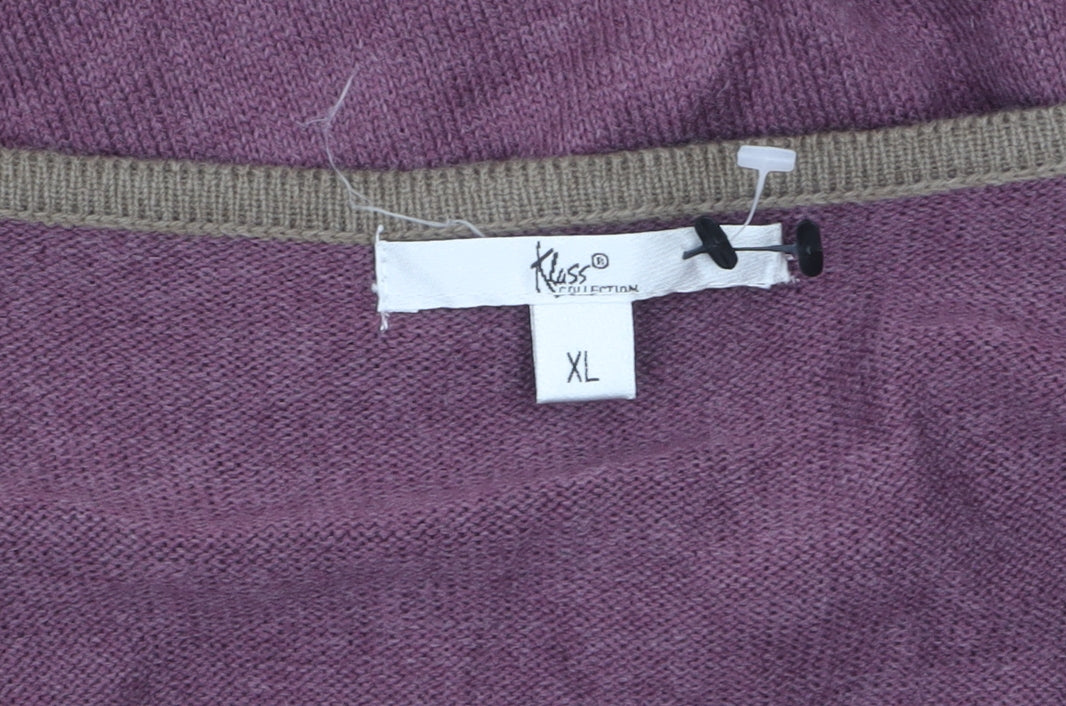 Kuss Collection Women's Purple Cardigan XL Ruffle Button Knit