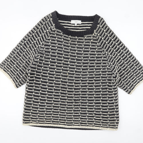 Next Women’s Black & Beige Knit Pullover Jumper Medium Cotton Blend