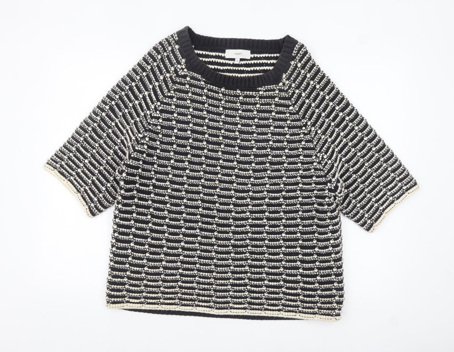 Next Women’s Black & Beige Knit Pullover Jumper Medium Cotton Blend