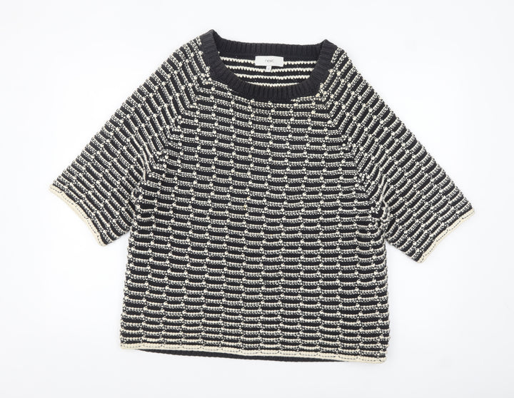 Next Women’s Black & Beige Knit Pullover Jumper Medium Cotton Blend