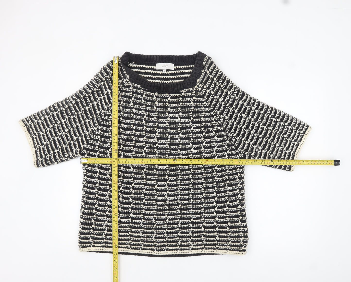 Next Women’s Black & Beige Knit Pullover Jumper Medium Cotton Blend