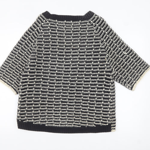 Next Women’s Black & Beige Knit Pullover Jumper Medium Cotton Blend