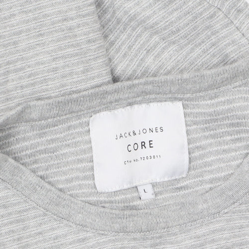 Jack & Jones Men’s Grey Cotton Pullover Jumper L