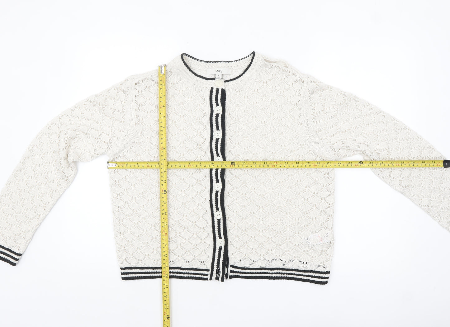 Marks and Spencer Women’s Ivory Open-Knit Cardigan Medium