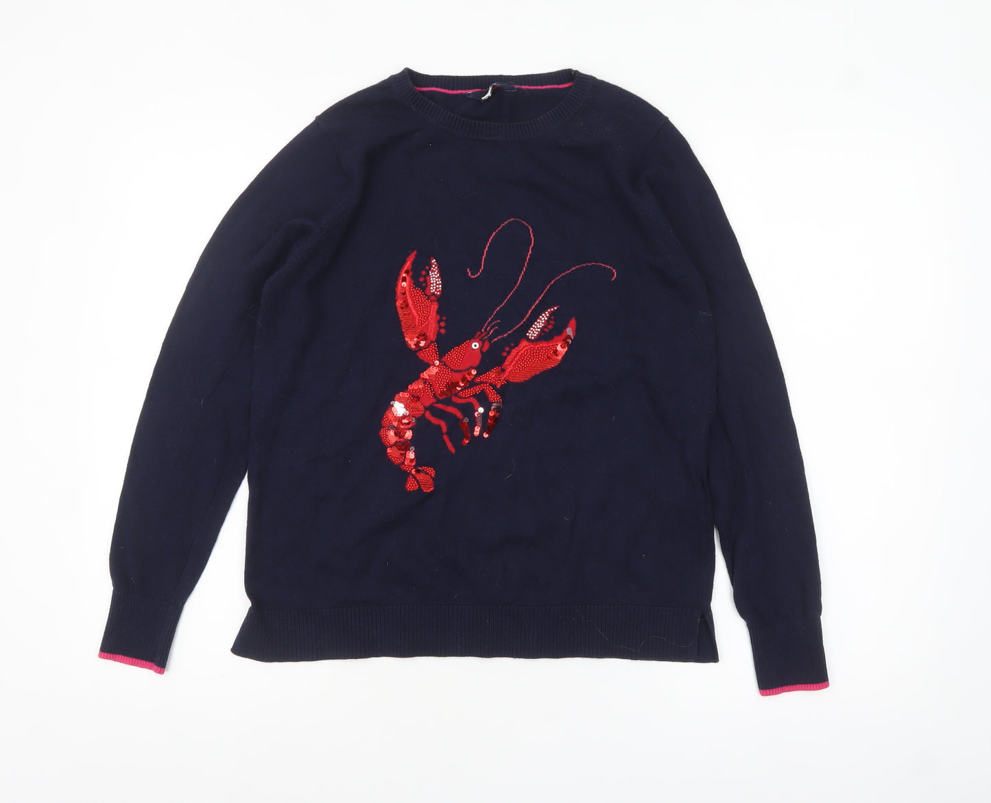 Joules Women Blue Sequin Lobster Pullover Jumper Size 12