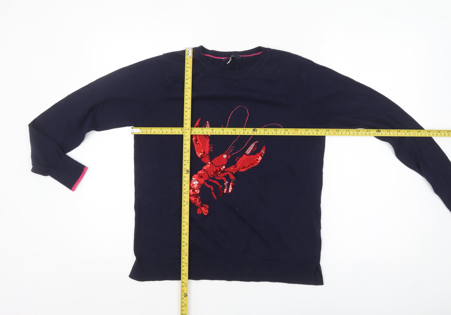 Joules Women Blue Sequin Lobster Pullover Jumper Size 12