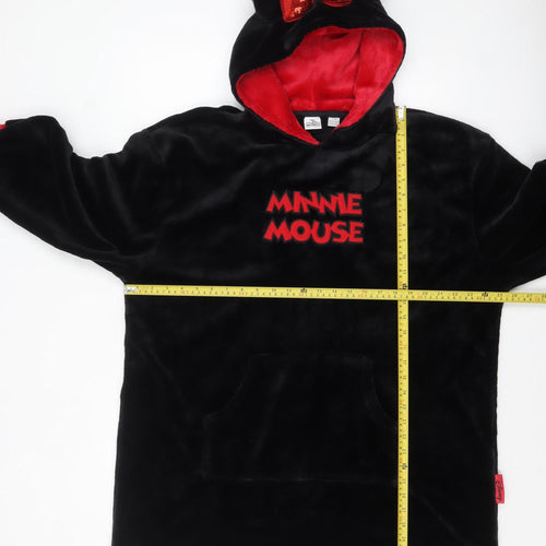 Disney Minnie Mouse Black Fleece Hooded Nightshirt L-XL Women Winter