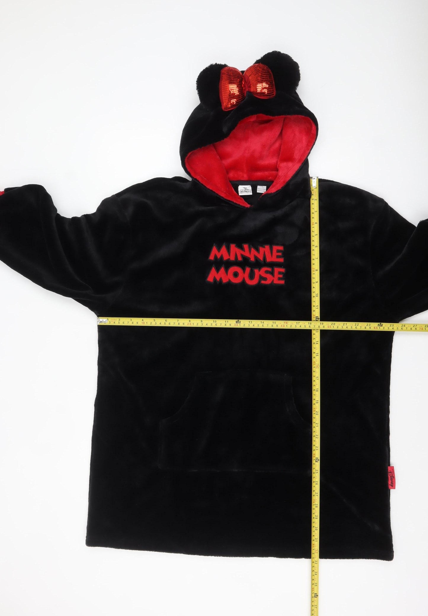 Disney Minnie Mouse Black Fleece Hooded Nightshirt L-XL Women Winter