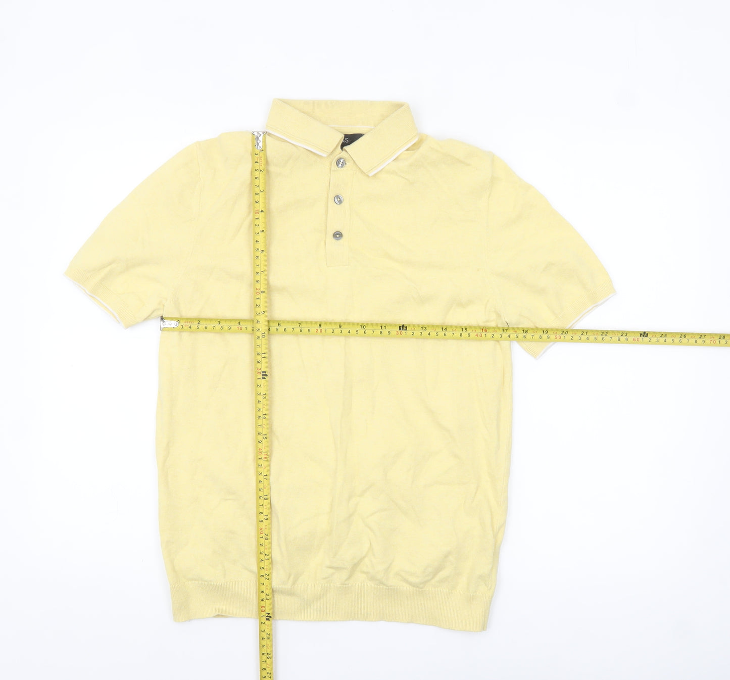 Marks and Spencer Men's Yellow Cotton Polo Shirt Size M Regular Fit