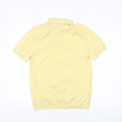 Marks and Spencer Men's Yellow Cotton Polo Shirt Size M Regular Fit