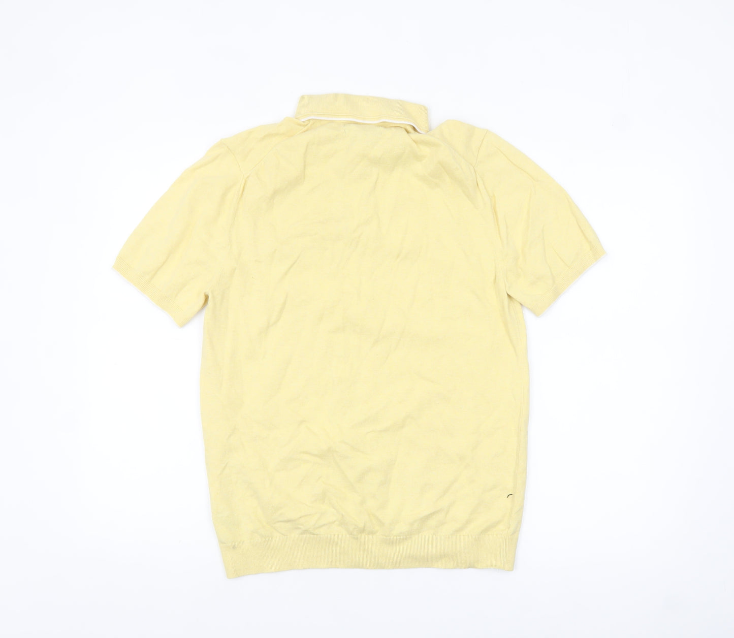 Marks and Spencer Men's Yellow Cotton Polo Shirt Size M Regular Fit