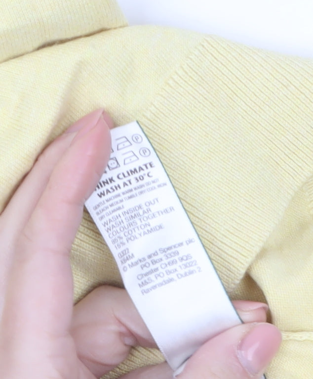 Marks and Spencer Men's Yellow Cotton Polo Shirt Size M Regular Fit