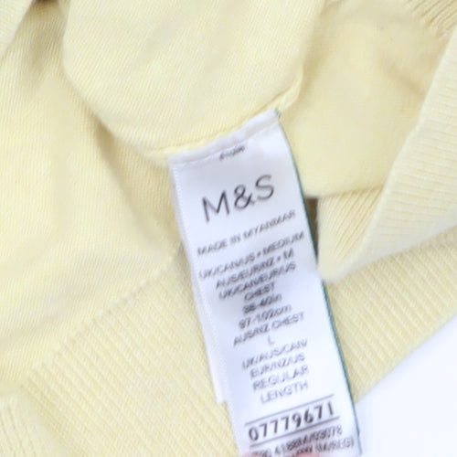 Marks and Spencer Men's Yellow Cotton Polo Shirt Size M Regular Fit