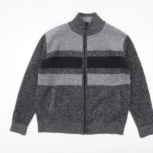 Max Men Grey 2XL Full Zip Knit Jumper for Men