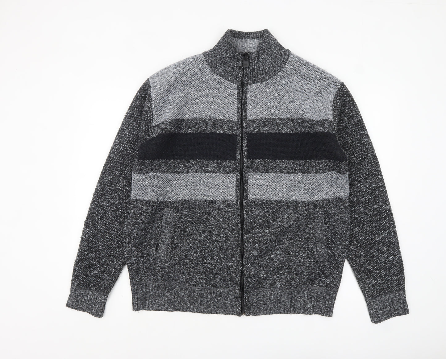 Max Men Grey 2XL Full Zip Knit Jumper for Men