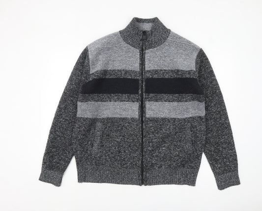 Max Men Grey 2XL Full Zip Knit Jumper for Men