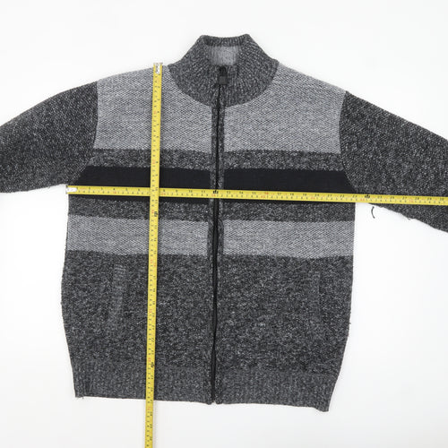 Max Men Grey 2XL Full Zip Knit Jumper for Men