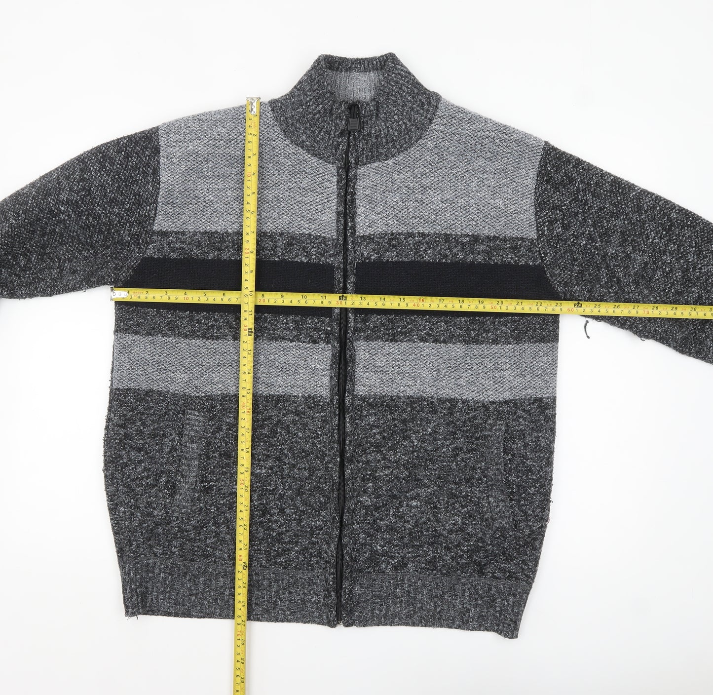 Max Men Grey 2XL Full Zip Knit Jumper for Men