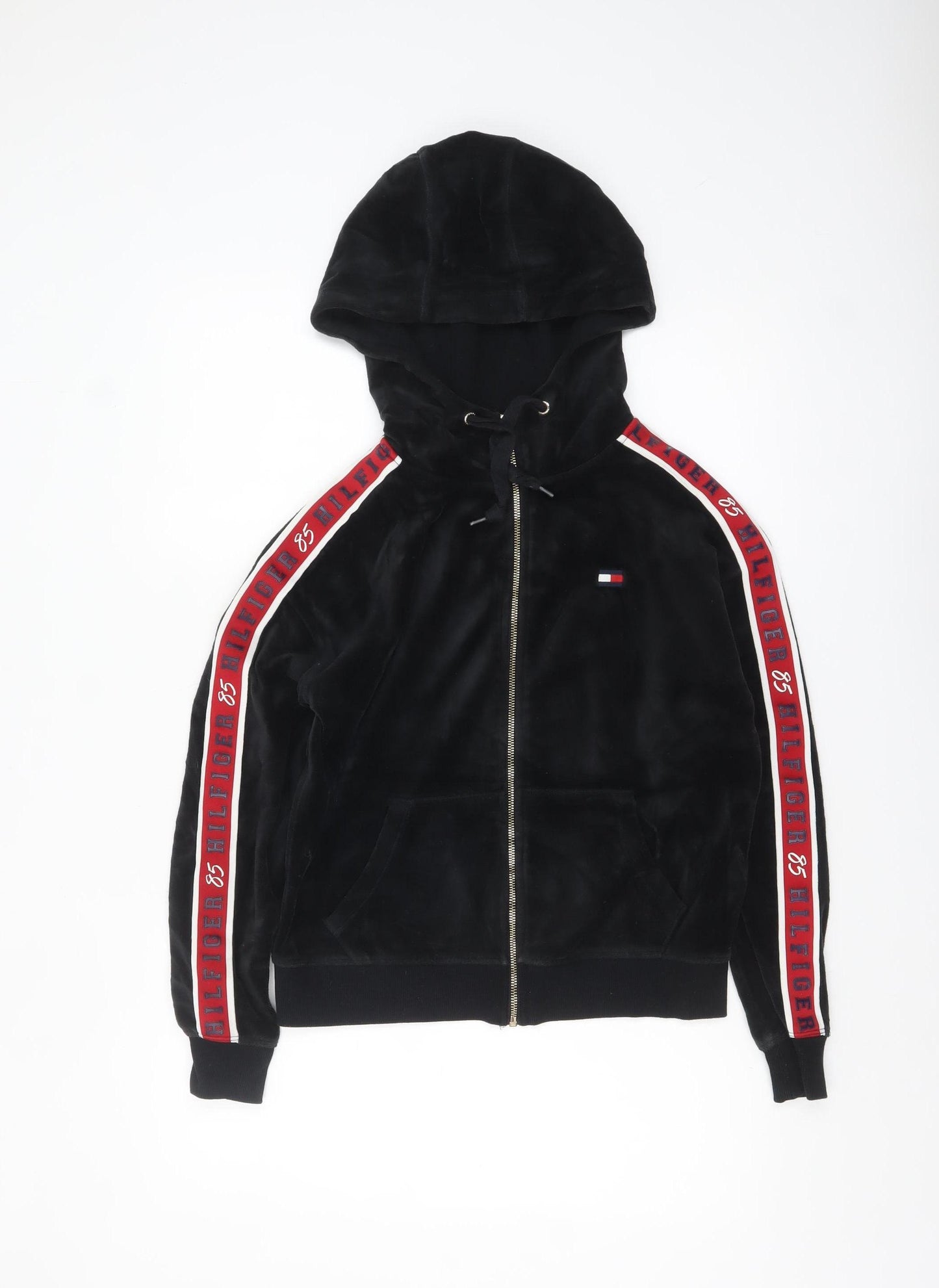 Tommy Hilfiger Sport Women's Black XS Full Zip Velour Hoodie