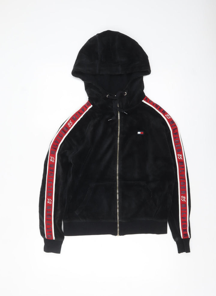 Tommy Hilfiger Sport Women's Black XS Full Zip Velour Hoodie