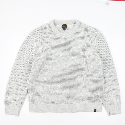 Next Men's Grey Chunky Knit Crew Neck Jumper Size L