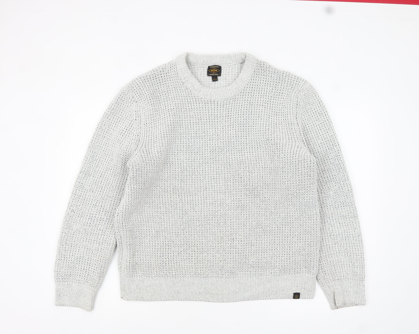 Next Men's Grey Chunky Knit Crew Neck Jumper Size L