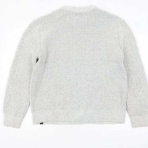 Next Men's Grey Chunky Knit Crew Neck Jumper Size L
