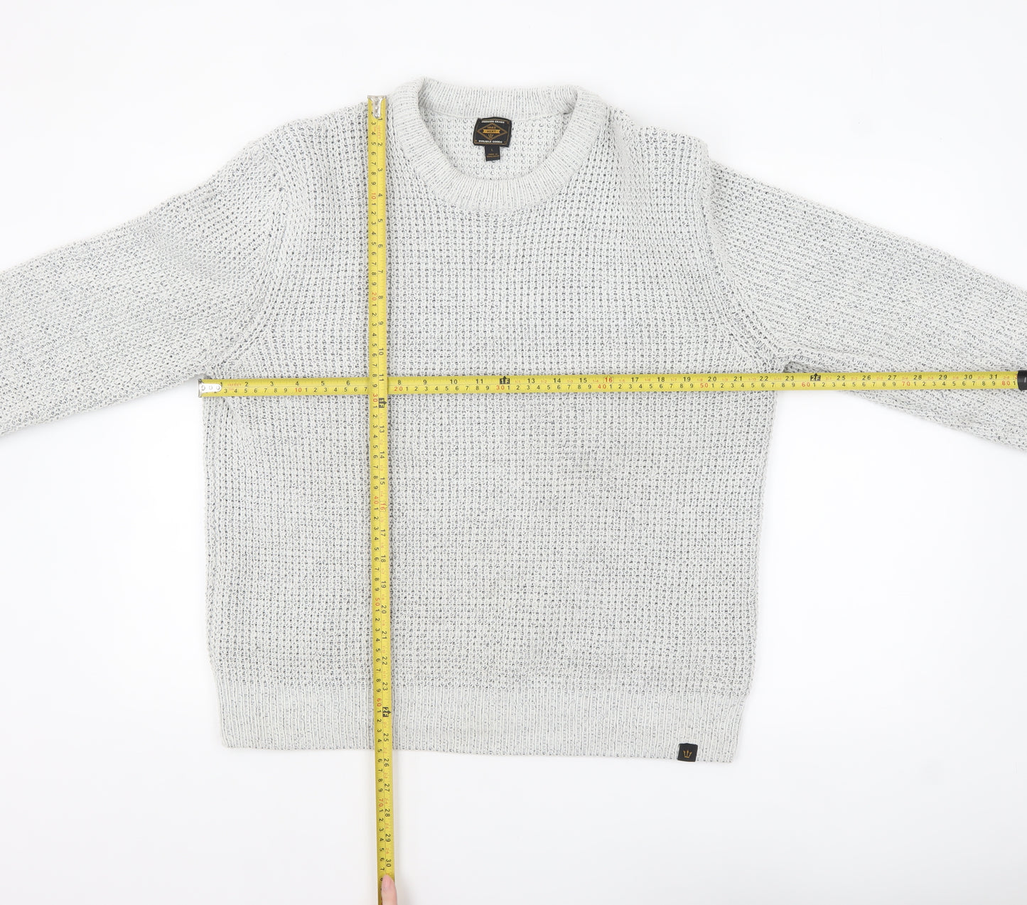 Next Men's Grey Chunky Knit Crew Neck Jumper Size L