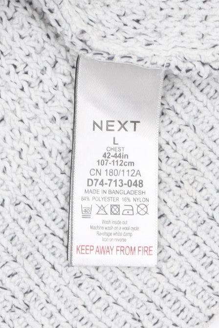 Next Men's Grey Chunky Knit Crew Neck Jumper Size L