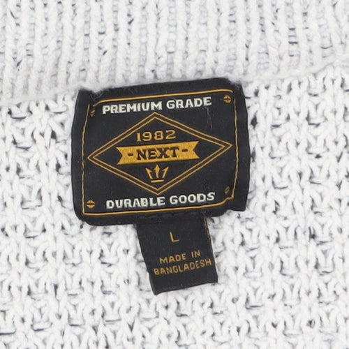 Next Men's Grey Chunky Knit Crew Neck Jumper Size L