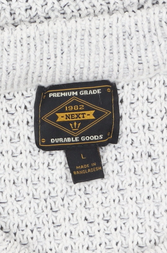 Next Men's Grey Chunky Knit Crew Neck Jumper Size L