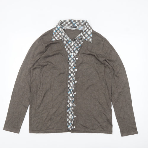 Gerry Weber Women's Brown Check Layered Cardigan Size 20