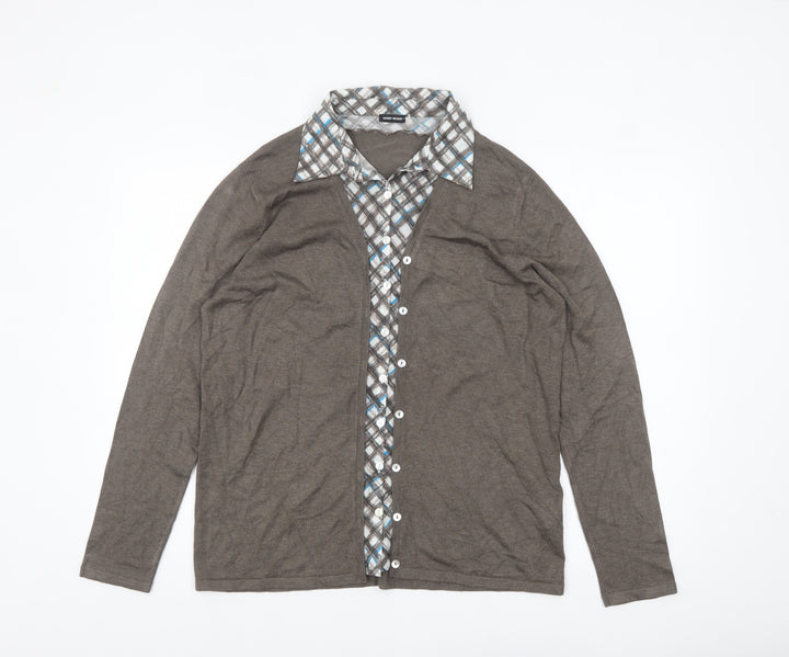 Gerry Weber Women's Brown Check Layered Cardigan Size 20