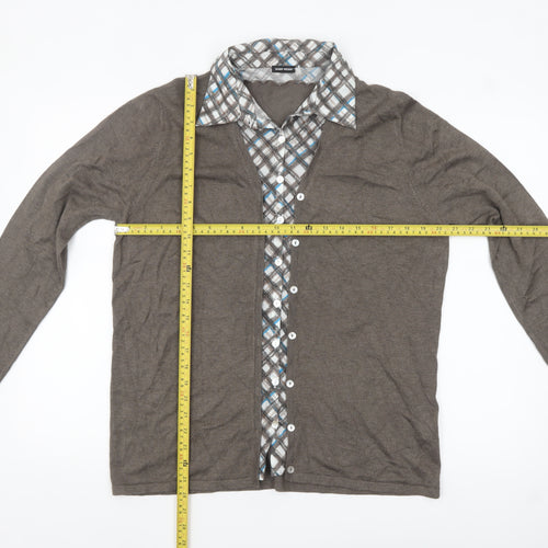 Gerry Weber Women's Brown Check Layered Cardigan Size 20