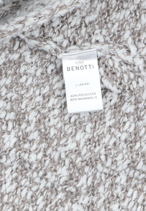 Gina Benotti Women Beige Chunky Knit Cardigan Size 16