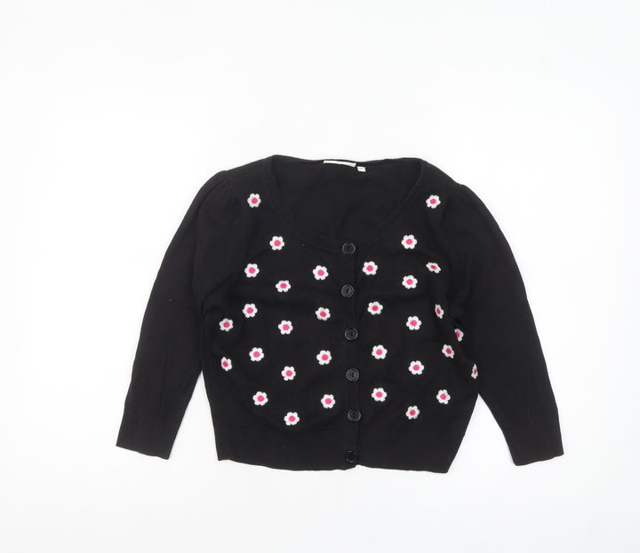 New Look Womens Black Floral Embroidered Cardigan Size 14