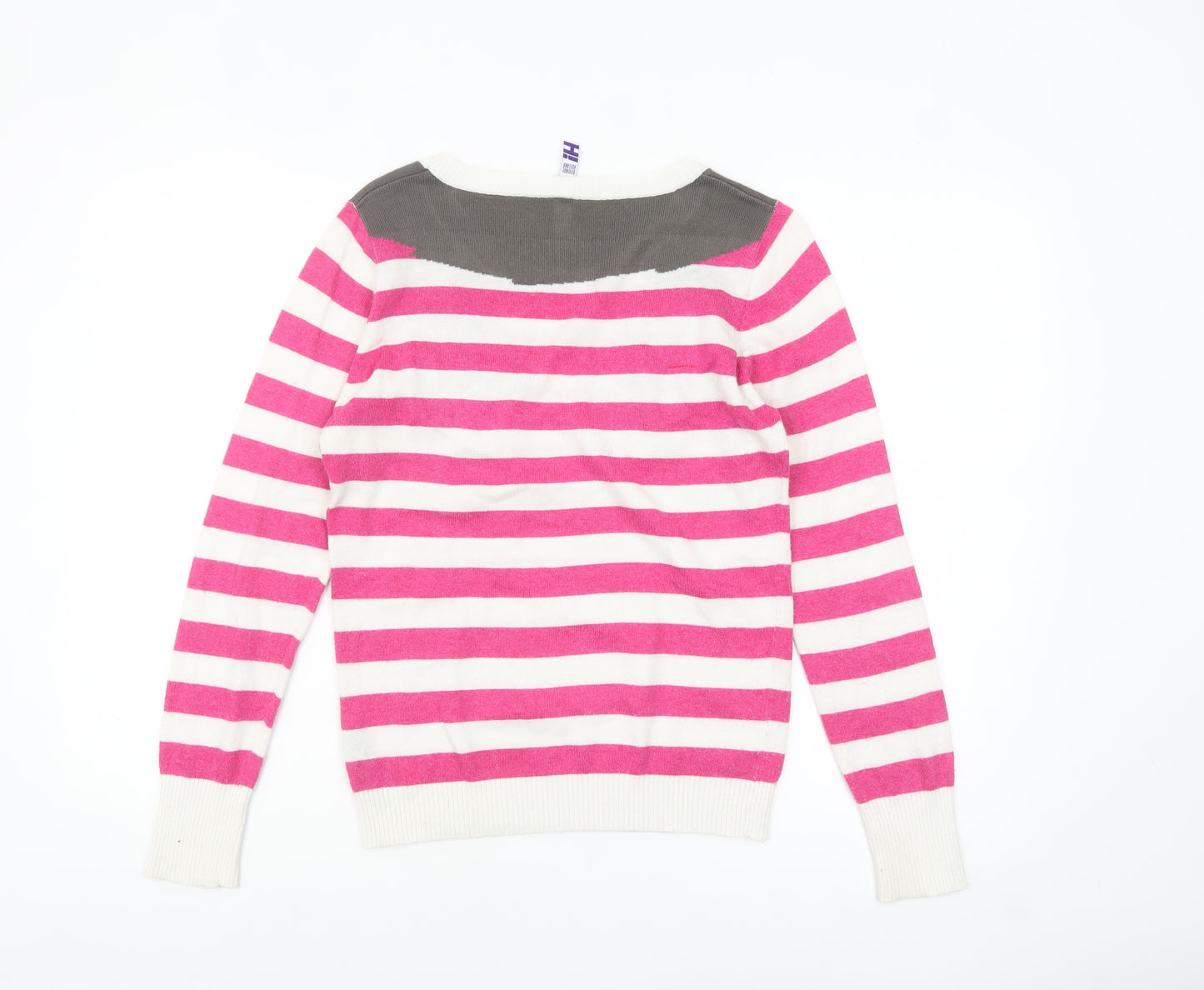 Henry Holland Women’s Pink Striped Fox Jumper Size 10 Knit Pullover