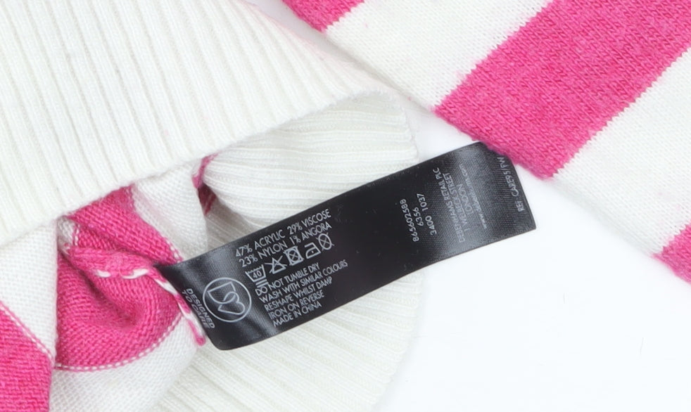 Henry Holland Women’s Pink Striped Fox Jumper Size 10 Knit Pullover