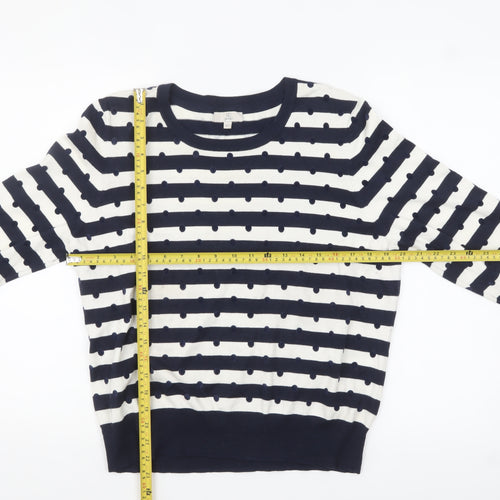 CC Petite Women's Blue Striped 3/4 Sleeve Pullover Jumper XL